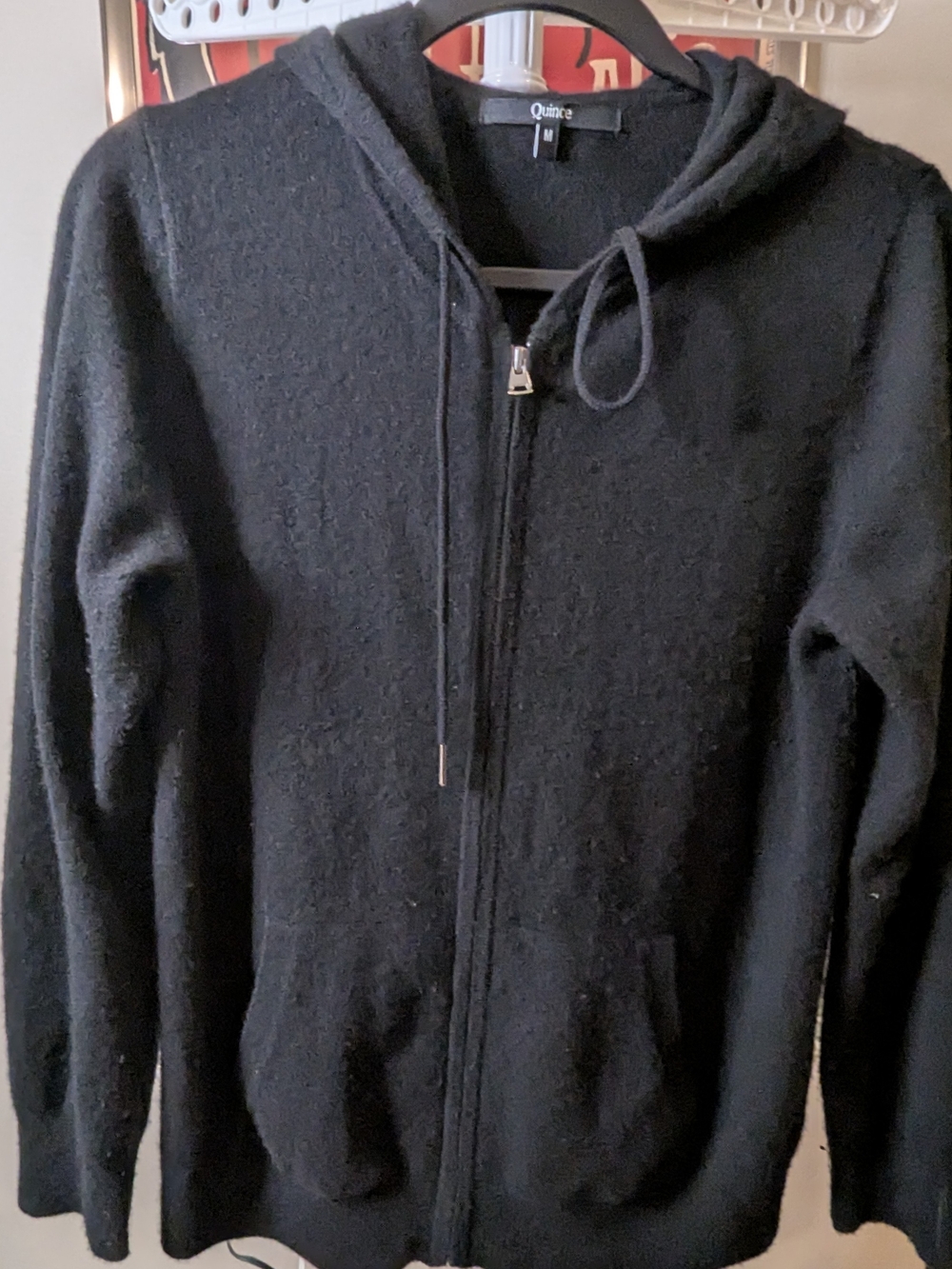 $65 Quince Size Medium - 100% Mongolian Cashmere Full-Zip Hoodie Black EUC